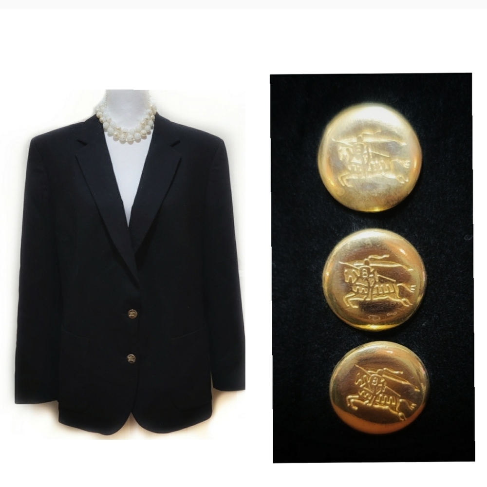 🎉Burberry Black Wool Button V Neck Blazer Jacket